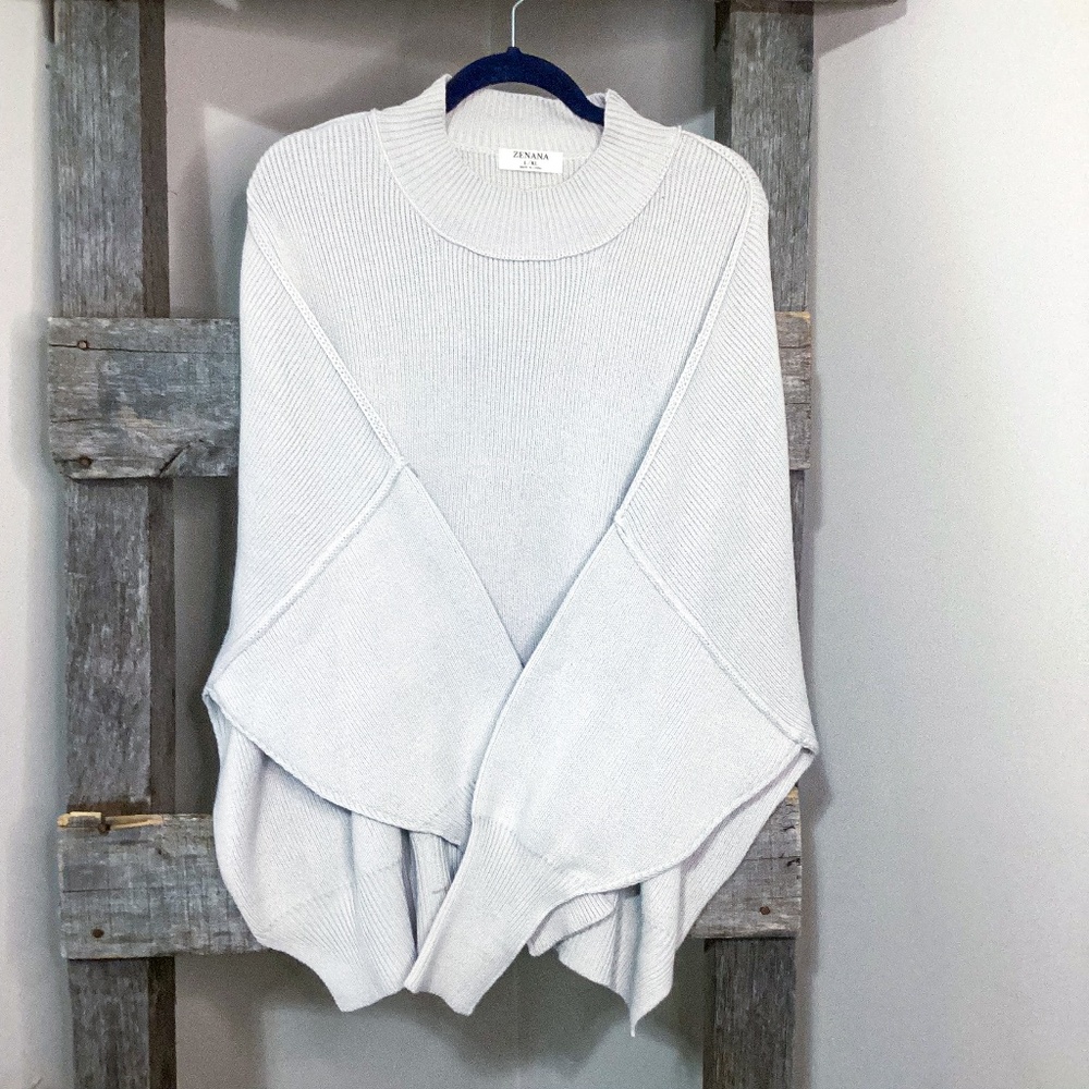NWOT Zenana Oversized Chunky Sweater with Side Slits - Bone